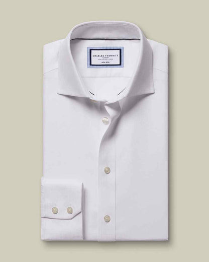 Non-Iron Stretch Burlington Weave Slim fit Shirt - White