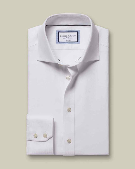 Non-Iron Stretch Burlington Weave Slim fit Shirt - White