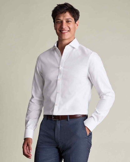 Non-Iron Stretch Burlington Weave Slim fit Shirt - White