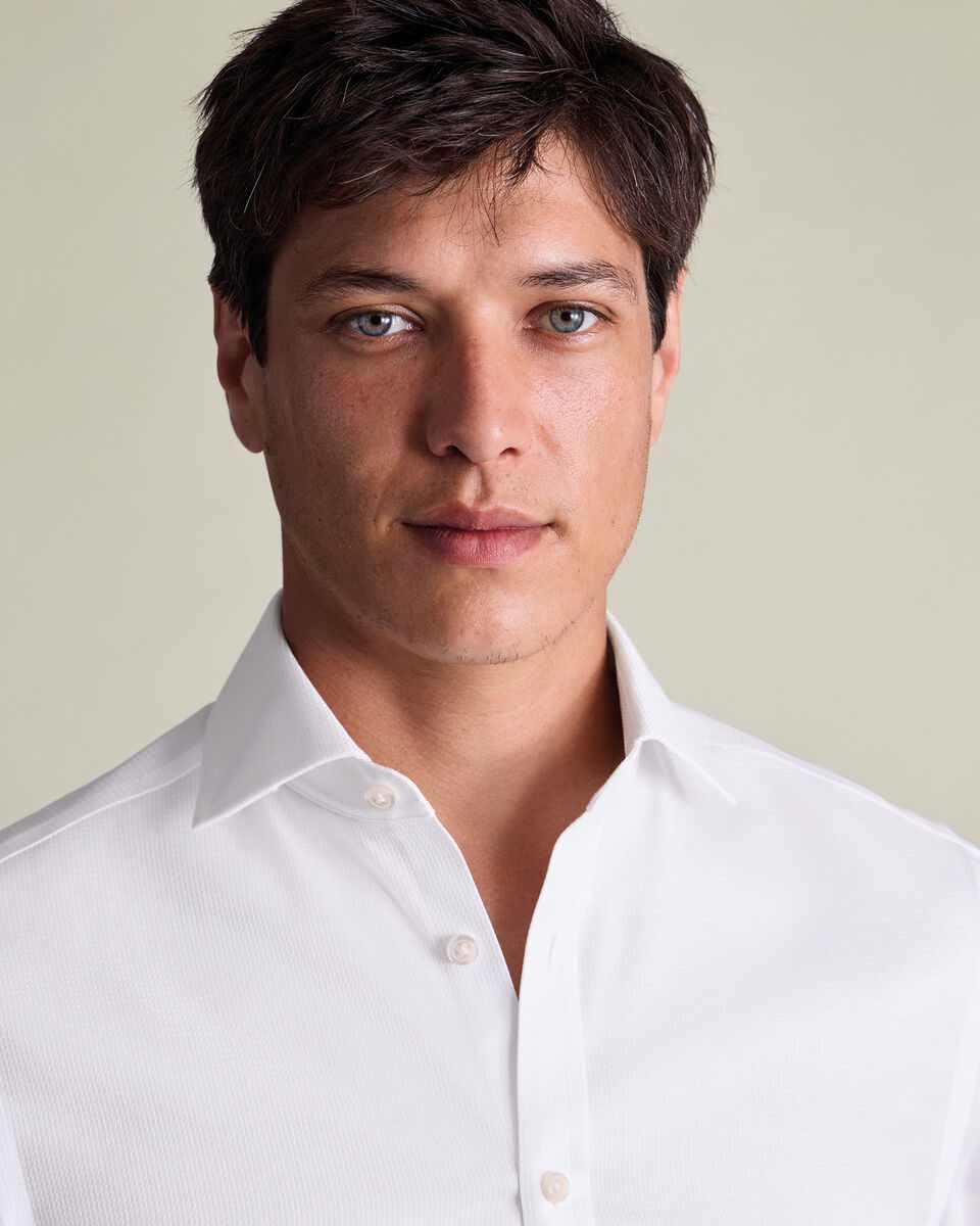 Non-Iron Stretch Burlington Weave Slim fit Shirt - White