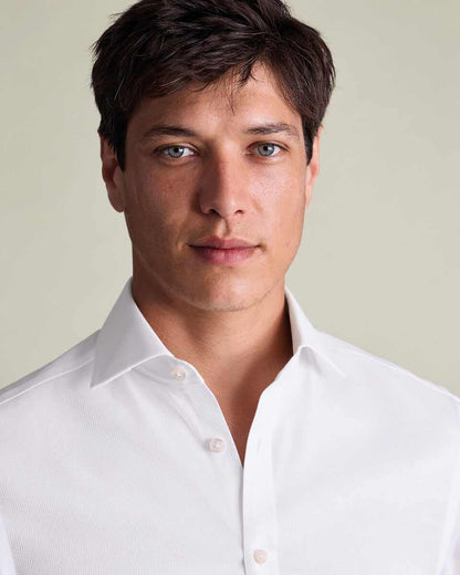 Non-Iron Stretch Burlington Weave Slim fit Shirt - White