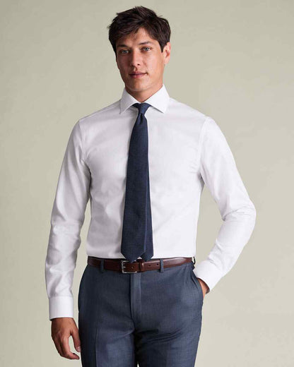 Non-Iron Stretch Burlington Weave Slim fit Shirt - White