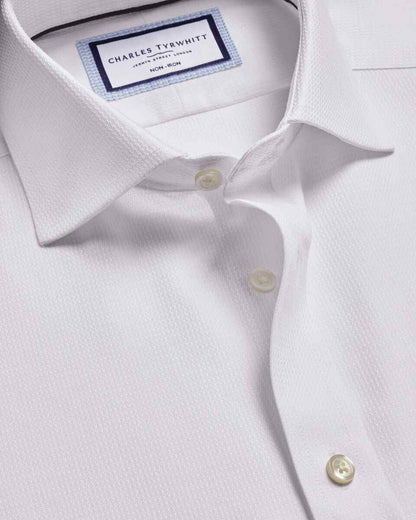 Non-Iron Stretch Burlington Weave Slim fit Shirt - White