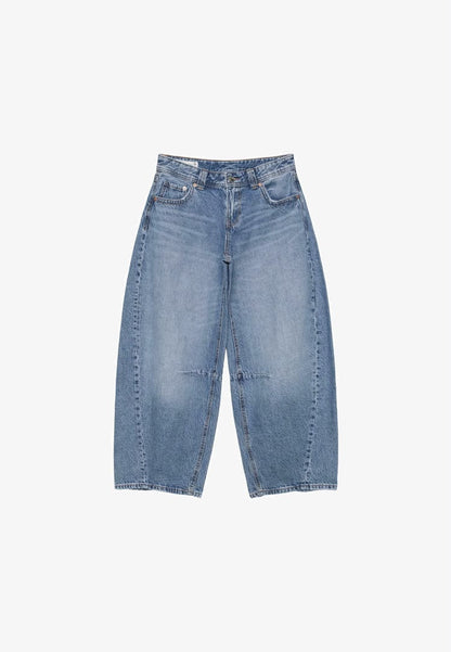 Low-Rise Balloon Fit Jeans - Mottled Dark Blue