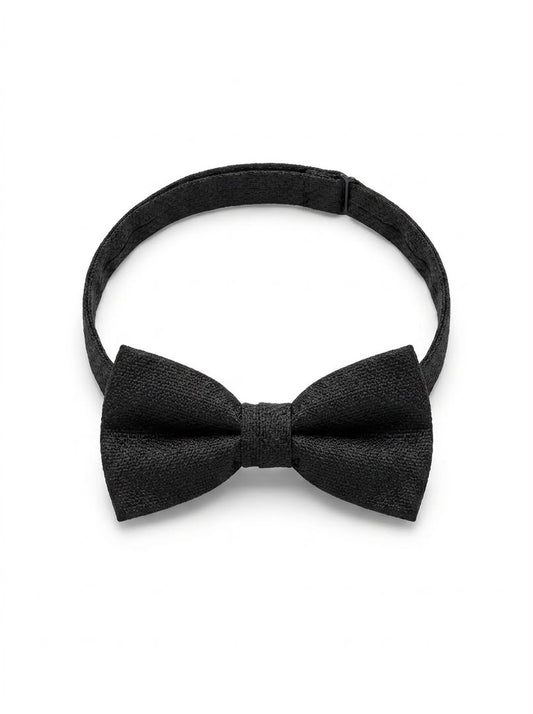 Premium Grenadine Textured Bow Tie - Black