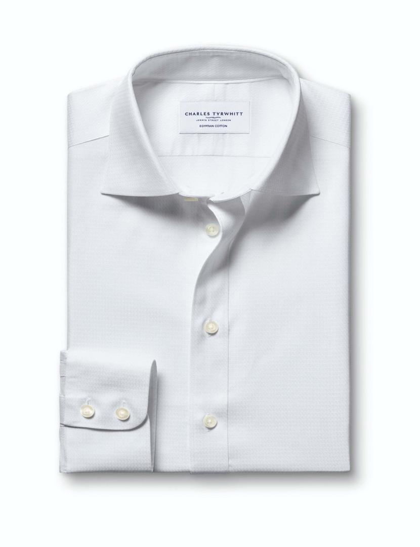Pure Egyptian Cotton Textured Luxury Extra Slim Fit Shirt - White