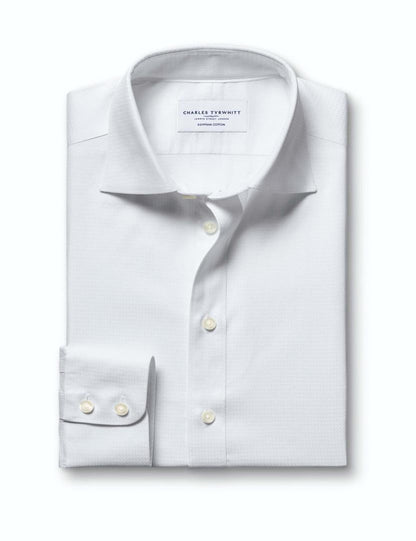 Pure Egyptian Cotton Textured Luxury Extra Slim Fit Shirt - White