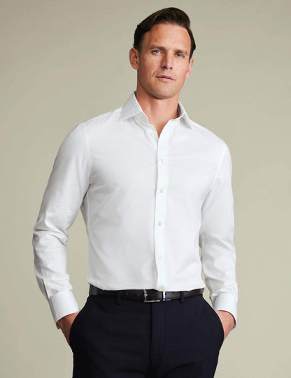 Pure Egyptian Cotton Textured Luxury Extra Slim Fit Shirt - White