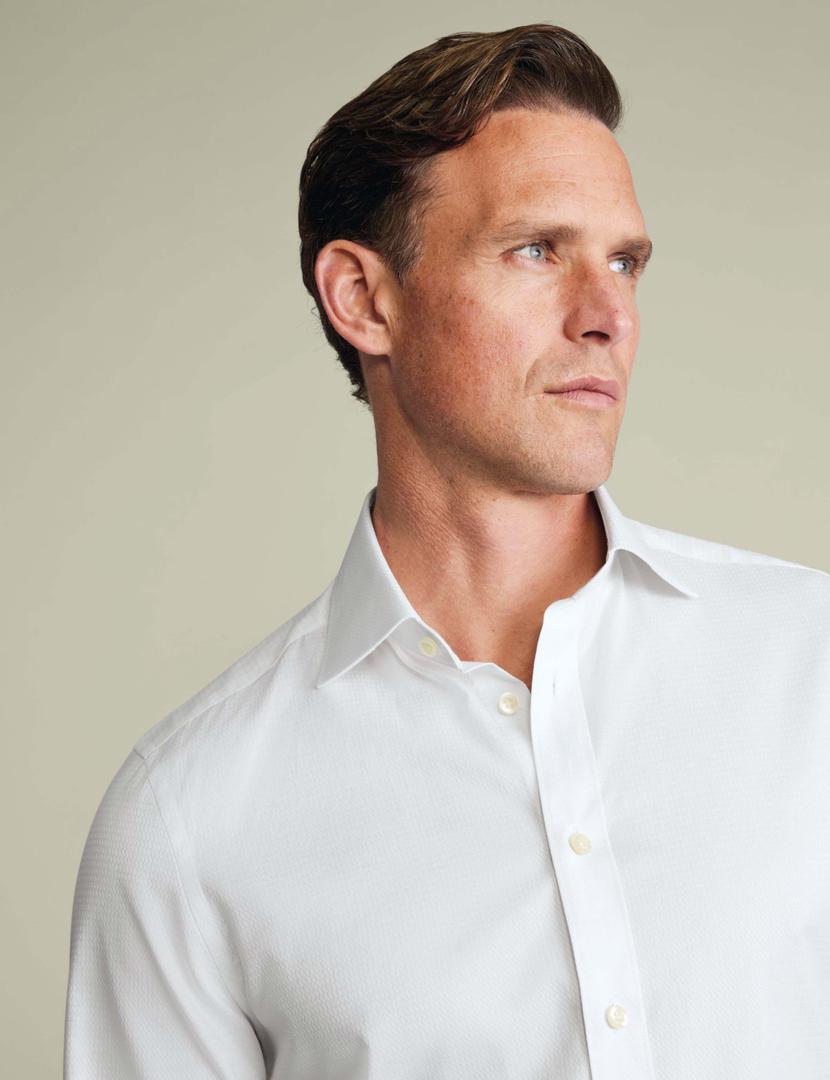 Pure Egyptian Cotton Textured Luxury Extra Slim Fit Shirt - White