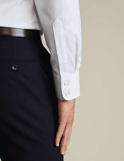 Pure Egyptian Cotton Textured Luxury Extra Slim Fit Shirt - White