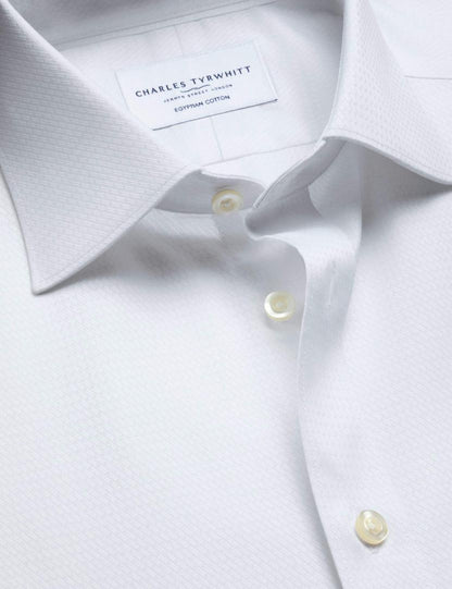 Pure Egyptian Cotton Textured Luxury Extra Slim Fit Shirt - White