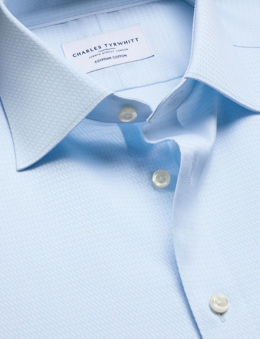 Pure Egyptian Cotton Textured Luxury Slim Fit Shirt - Light Blue