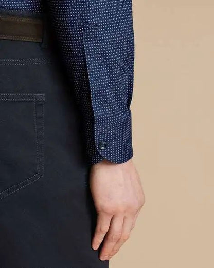 Non-Iron Geo Print Classic Fit Shirt - Navy Blue
