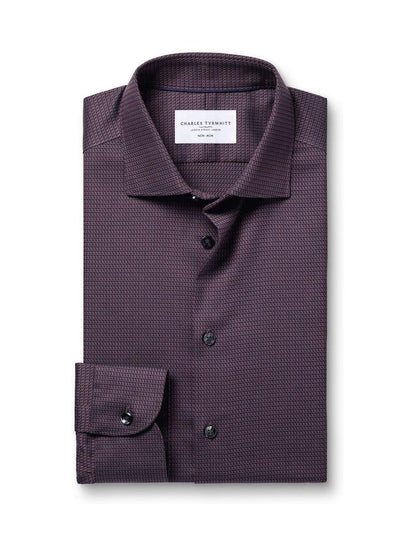 Non-Iron Stretch Texture Slim Fit Shirt - Purple