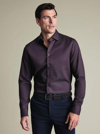 Non-Iron Stretch Texture Slim Fit Shirt - Purple