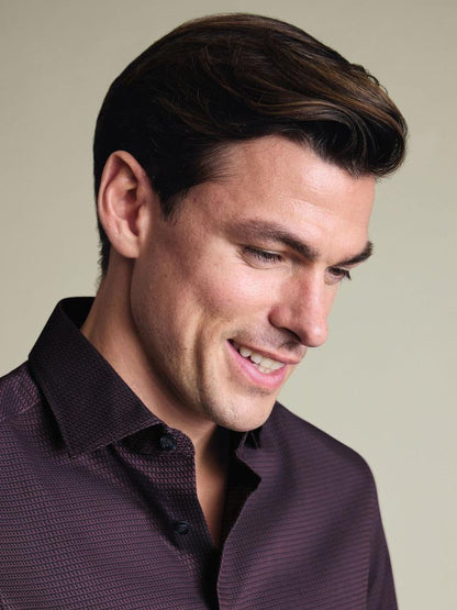 Non-Iron Stretch Texture Slim Fit Shirt - Purple