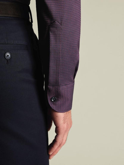 Non-Iron Stretch Texture Slim Fit Shirt - Purple