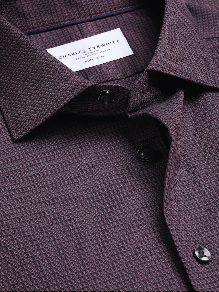 Non-Iron Stretch Texture Slim Fit Shirt - Purple