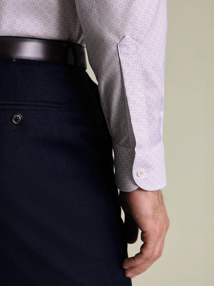 Non-Iron Stretch Diamond Print Slim Fit Shirt - Lilac