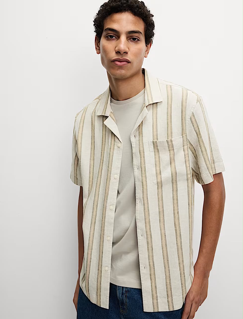 M&S  Linen Blend Stripe Shirt
