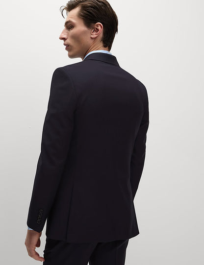 M&S SARTORIAL Slim Fit Pure Wool Herringbone Suit Jacket- Navy
