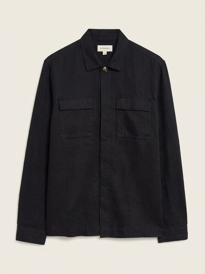 Autograph Cotton Linen Blend Shirt- Black