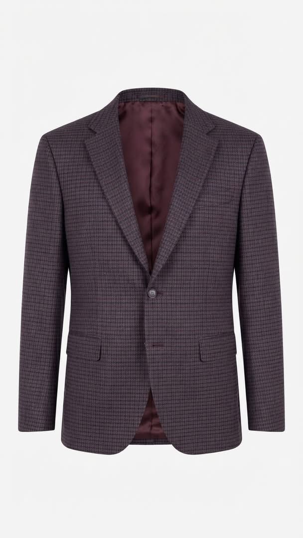 M&S Tailored Check Suit Jacket- Burgundy