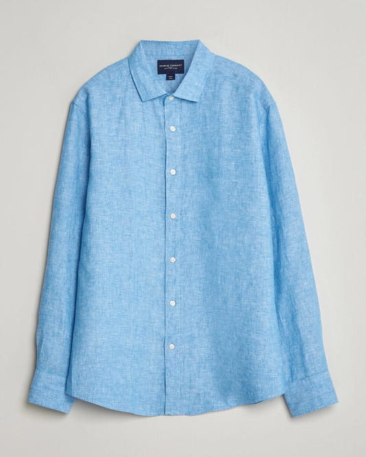 Pure Linen Slim Fit Shirt-Ocean Blue