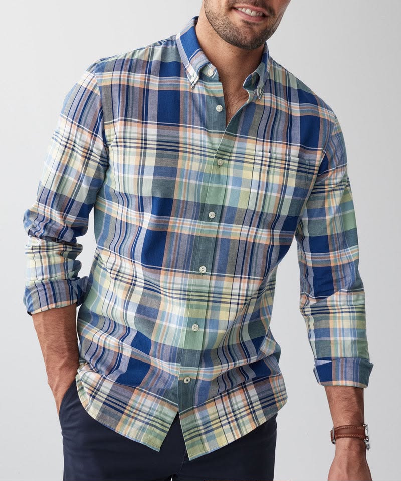 Multi Check Non-Iron stretch poplin slim fit shirt