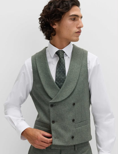 M&S Italian Wool Blend Double Breasted Waistcoat