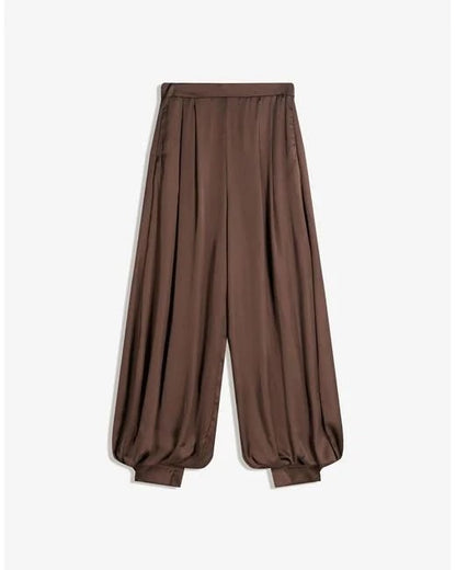 Bershka Brown Sateen Sarouel Trouser