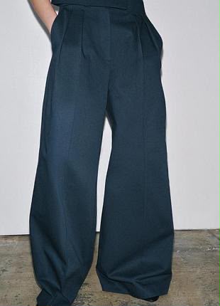 Zw Women's Dark Blue Trousers with Snaps