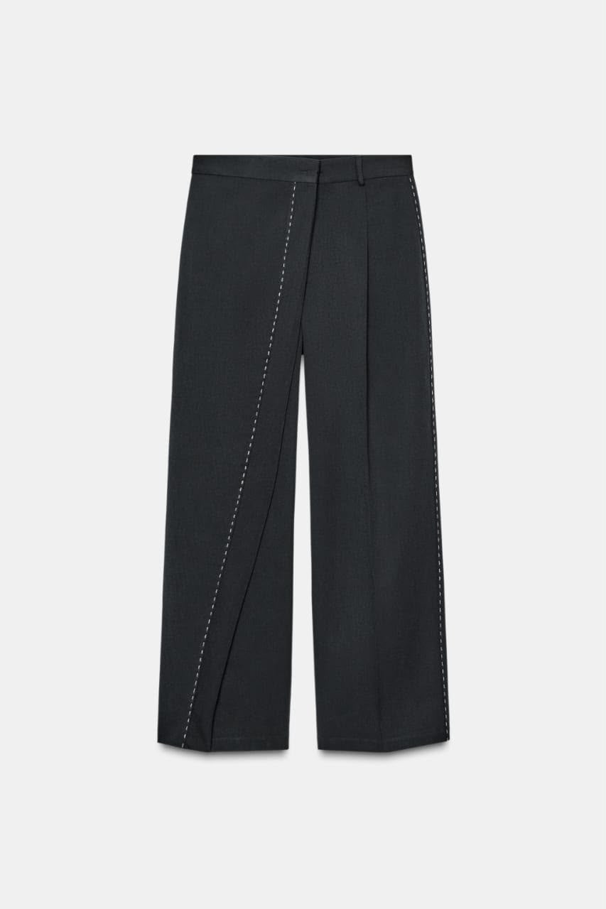 Zara Topstitched Tie Trouser