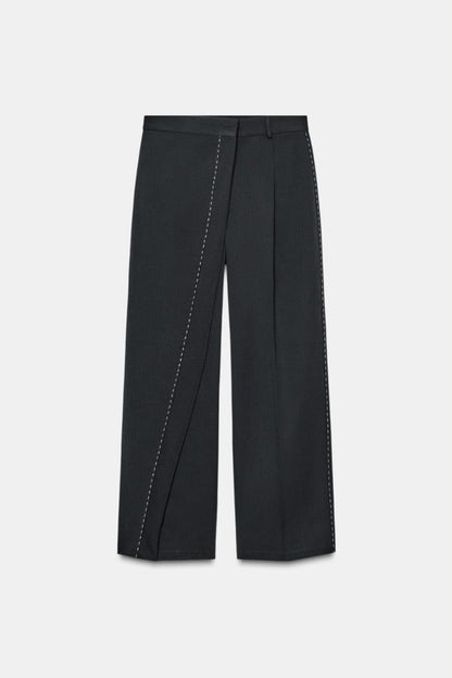 Zara Topstitched Tie Trouser