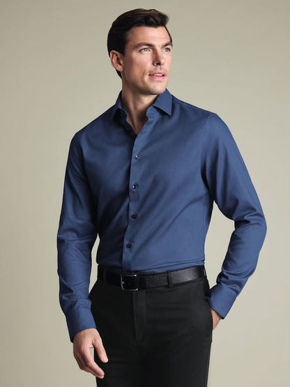 Non-Iron Stretch Texture Shirt - Royal Blue