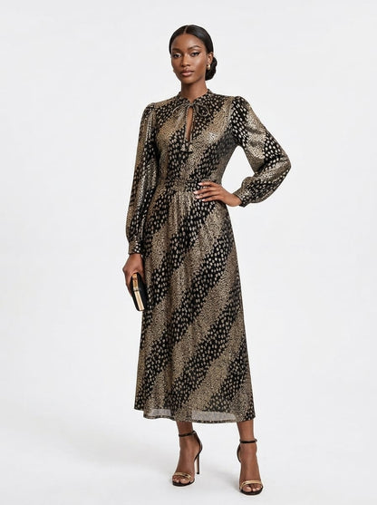 Lurex Long Sleeve Midi Dress