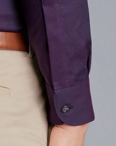 Non-Iron Stretch Texture Extra Slim Fit Shirt - Purple