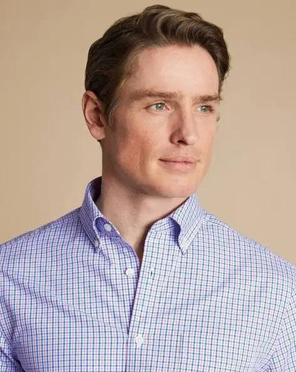 Checked Non-iron Stretch Oxford Slim Fit Shirt