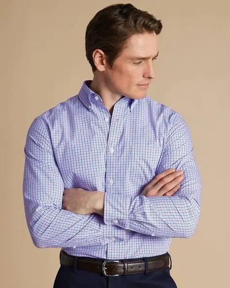 Checked Non-iron Stretch Oxford Slim Fit Shirt
