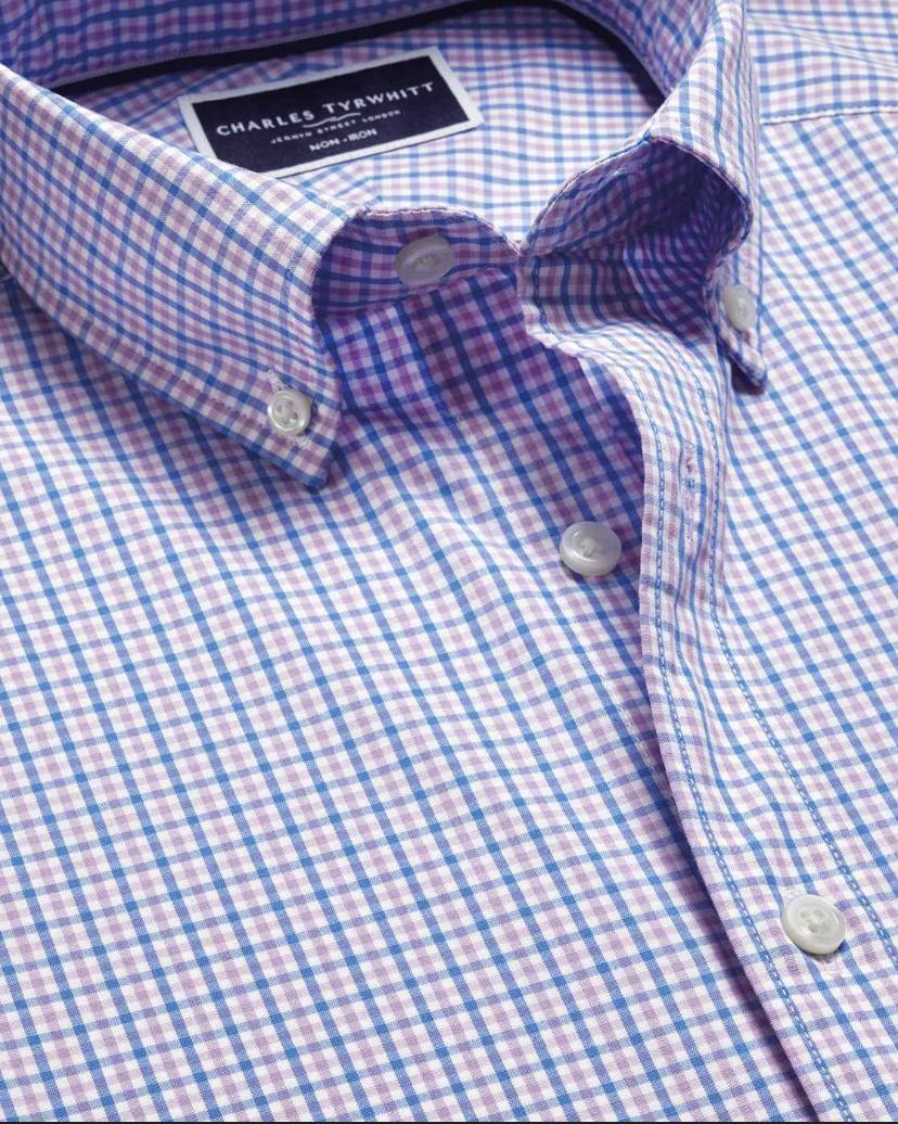 Checked Non-iron Stretch Oxford Slim Fit Shirt