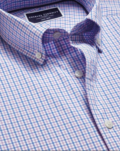 Checked Non-iron Stretch Oxford Slim Fit Shirt