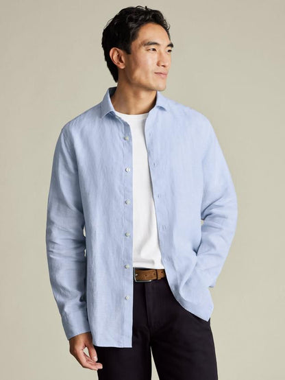 Pure Linen Extra Slim Fit Shirt - Sky Blue