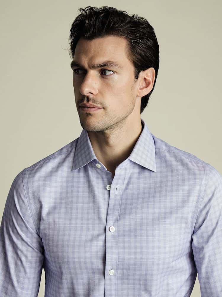 Egyptian Cotton Check Extra Slim Fit Shirt - Blue