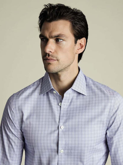 Egyptian Cotton Check Extra Slim Fit Shirt - Blue