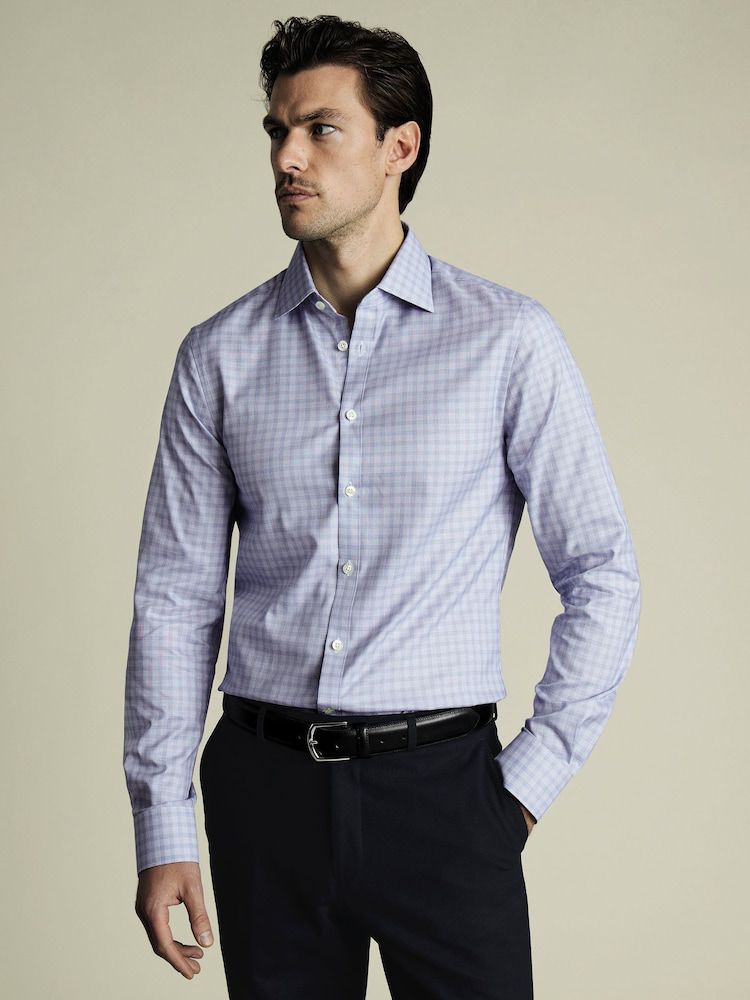 Egyptian Cotton Check Extra Slim Fit Shirt - Blue