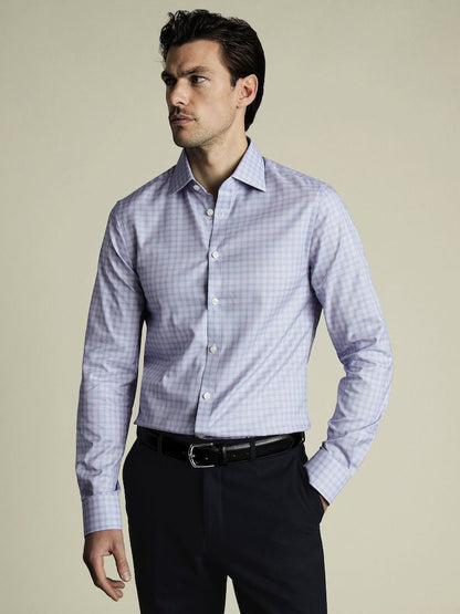 Egyptian Cotton Check Extra Slim Fit Shirt - Blue