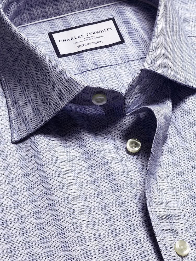 Egyptian Cotton Check Extra Slim Fit Shirt - Blue