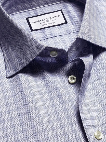 Egyptian Cotton Check Extra Slim Fit Shirt - Blue