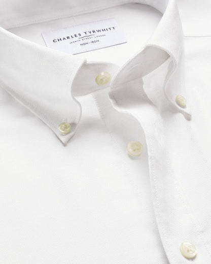 Button Down Non-Iron Stretch Oxford Slim Fit Shirt - White