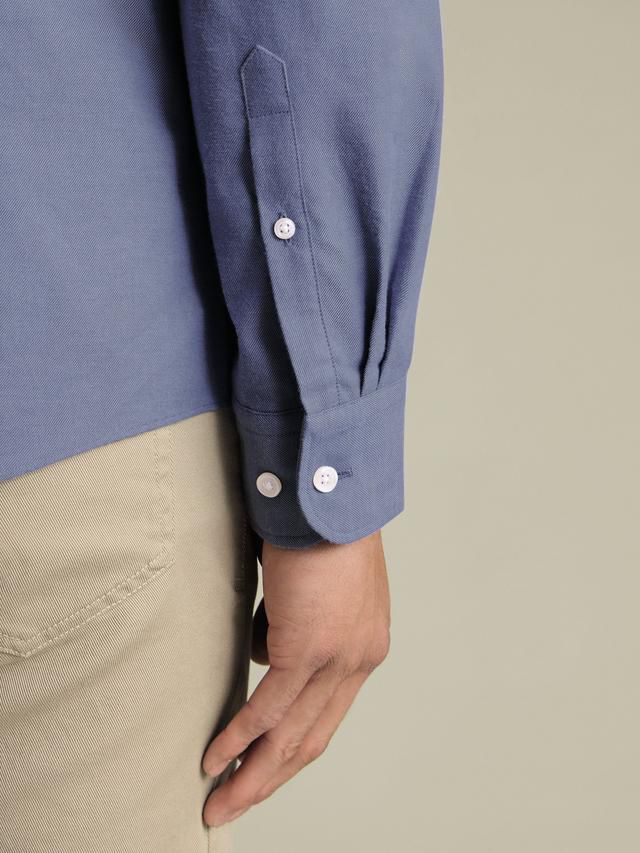 Button-Down Casual Slim Fit brushed flannel shirt - Blue